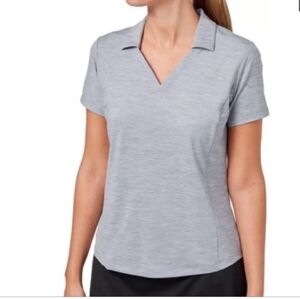 Lady Hagen V-Neck Fitted Golf Polo Shirt Short Sleeved Heather Gray Size Large